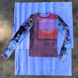 Cop Copine Flower Sunset Mesh Top